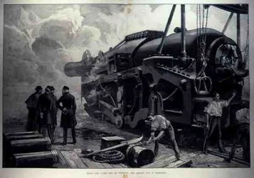 Tir du canon de 111 tonnes à Woolwich (le plus grand canon existant), de The Illustrated London News, 11 juin 1887